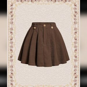 SHEIN Cute vintage coffee pleated corduroy skirt - Size XS